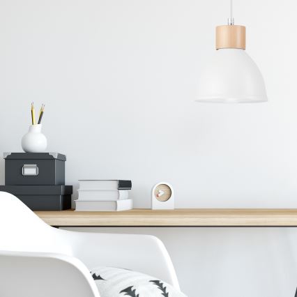 Chandelier on a string NICO 1xE27/60W/230V white/beech