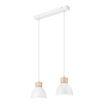 Chandelier on a string NICO 2xE27/60W/230V white/beech
