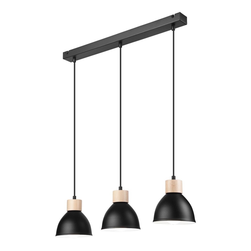 Chandelier on a string NICO 3xE27/60W/230V black/beech