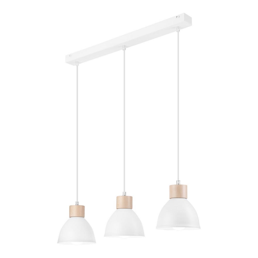 Chandelier on a string NICO 3xE27/60W/230V white/beech