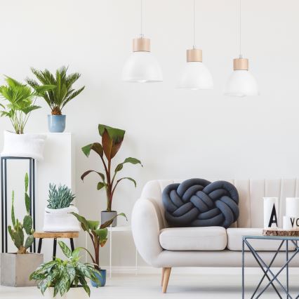 Chandelier on a string NICO 3xE27/60W/230V white/beech