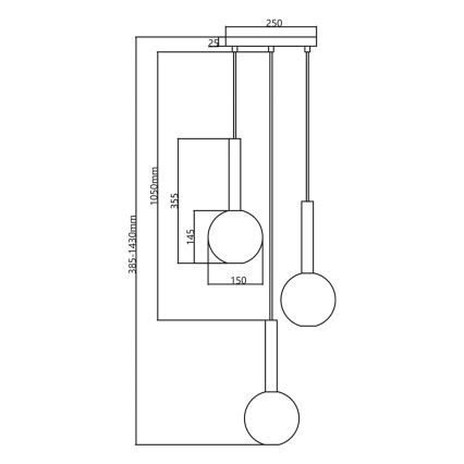 Chandelier on a string NIKO 3xG9/9W/230V black