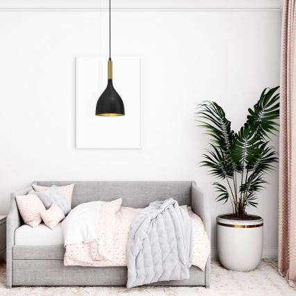 Chandelier on a string NOAK 1xE27/15W/230V black/gold