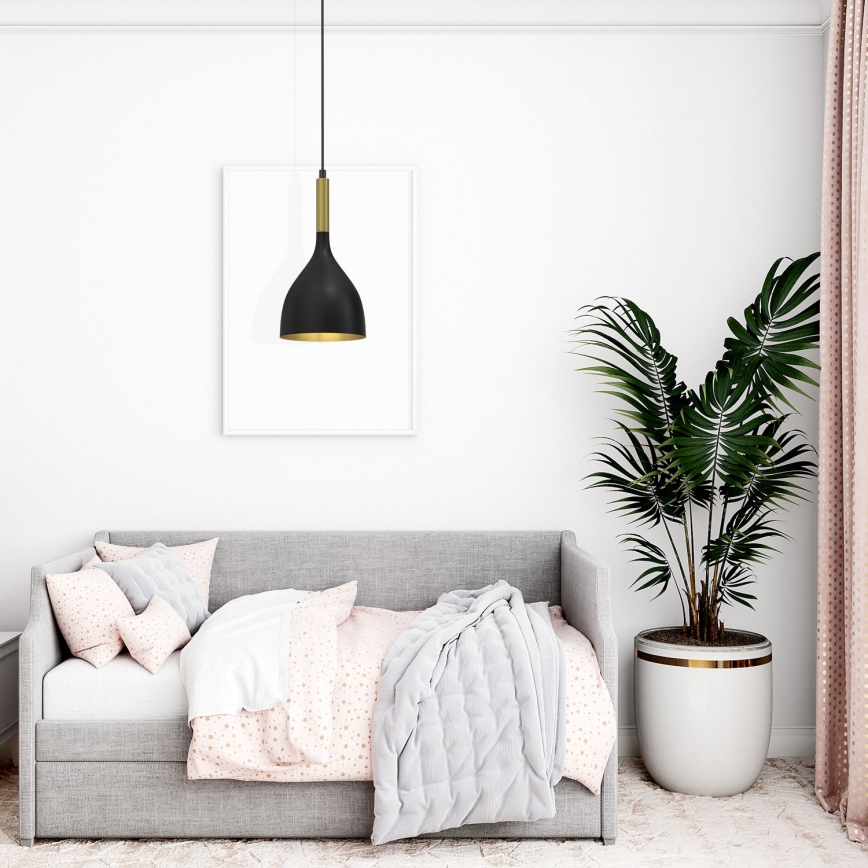 Chandelier on a string NOAK 1xE27/15W/230V black/gold