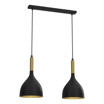 Chandelier on a string NOAK 2xE27/15W/230V black/gold