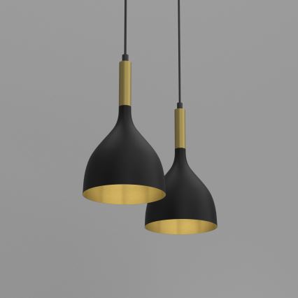 Chandelier on a string NOAK 2xE27/15W/230V black/gold