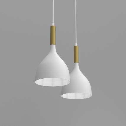 Chandelier on a string NOAK 2xE27/15W/230V white/gold