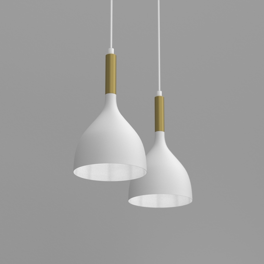 Chandelier on a string NOAK 2xE27/15W/230V white/gold
