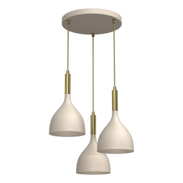 Chandelier on a string NOAK 3xE27/15W/230V beige/gold