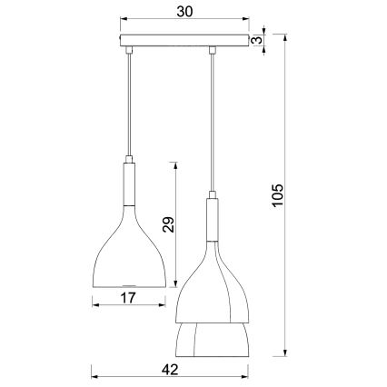 Chandelier on a string NOAK 3xE27/15W/230V beige/gold