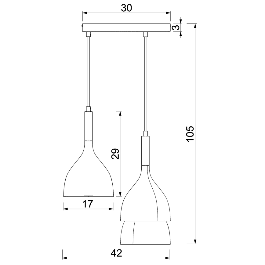 Chandelier on a string NOAK 3xE27/15W/230V beige/gold