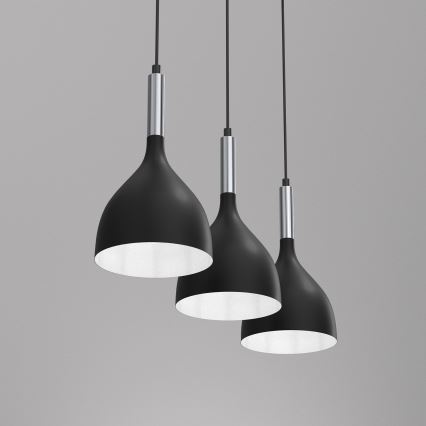 Chandelier on a string NOAK 3xE27/15W/230V black/shiny chrome