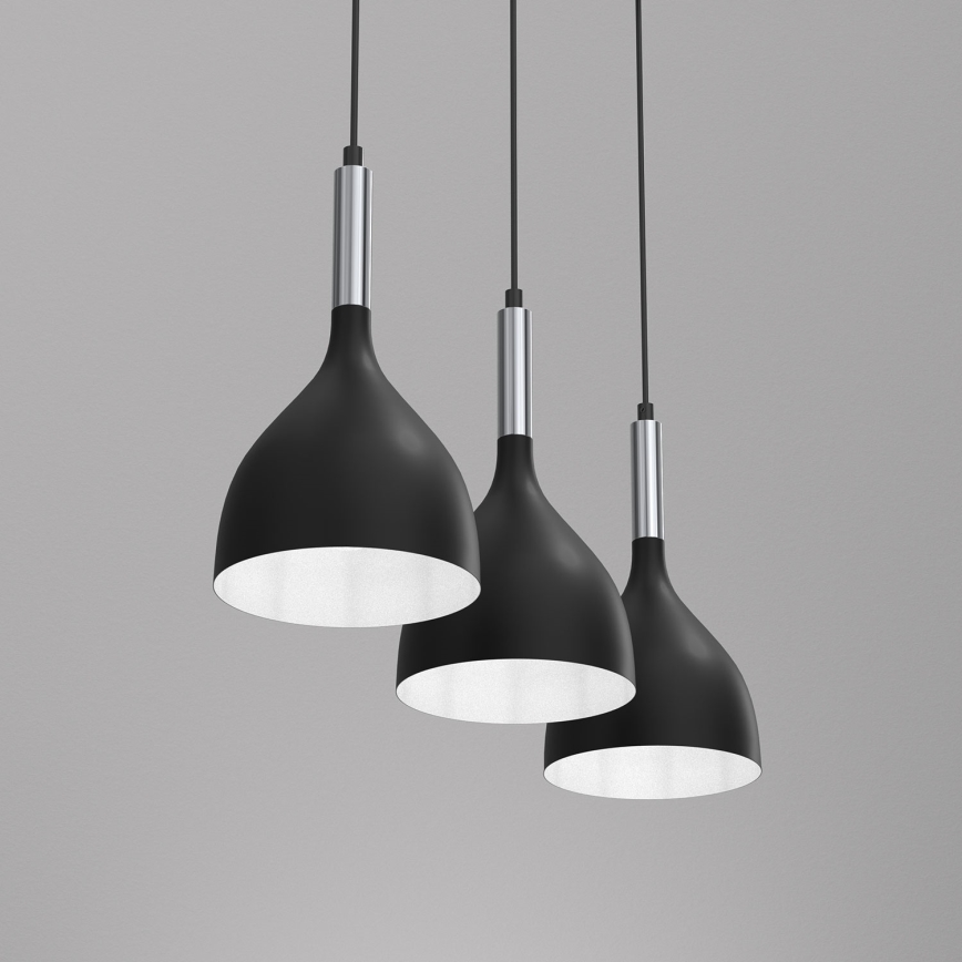Chandelier on a string NOAK 3xE27/15W/230V black/shiny chrome