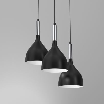 Chandelier on a string NOAK 3xE27/15W/230V black/shiny chrome