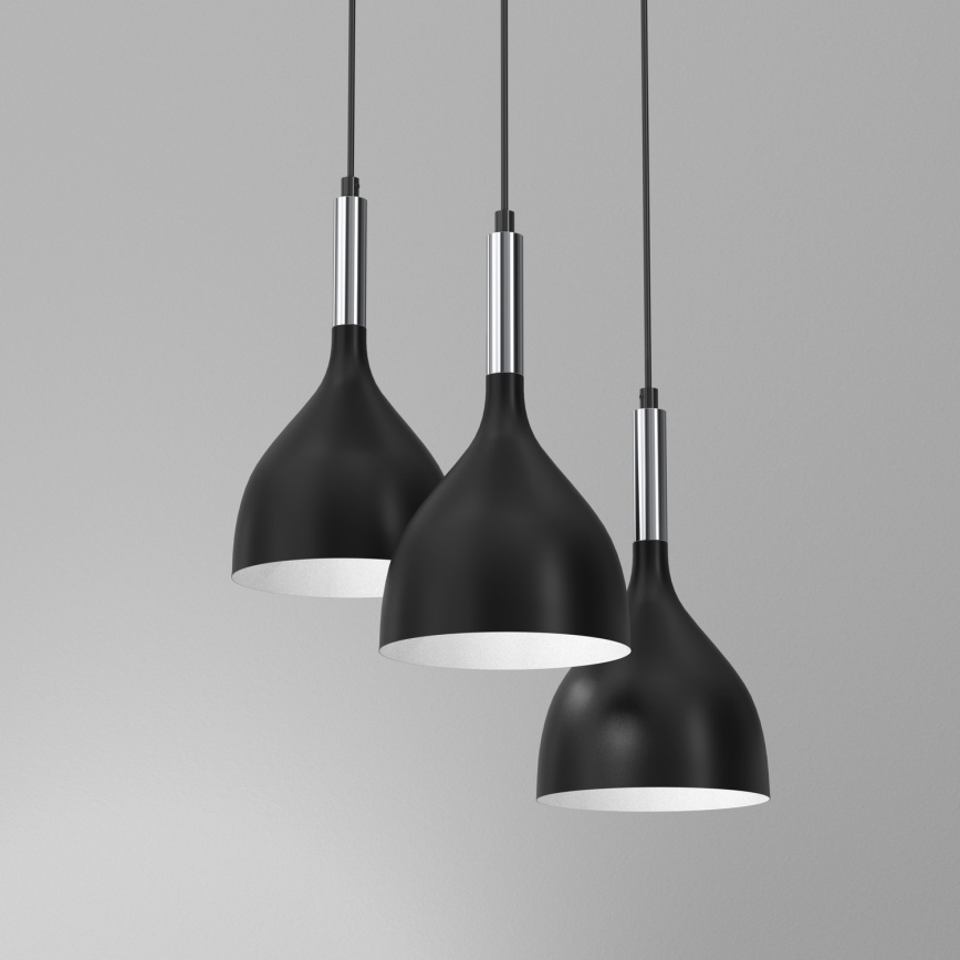 Chandelier on a string NOAK 3xE27/15W/230V black/shiny chrome