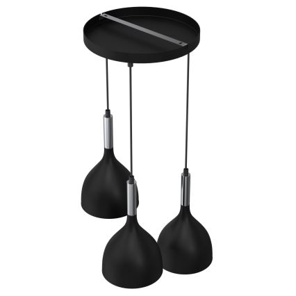 Chandelier on a string NOAK 3xE27/15W/230V black/shiny chrome