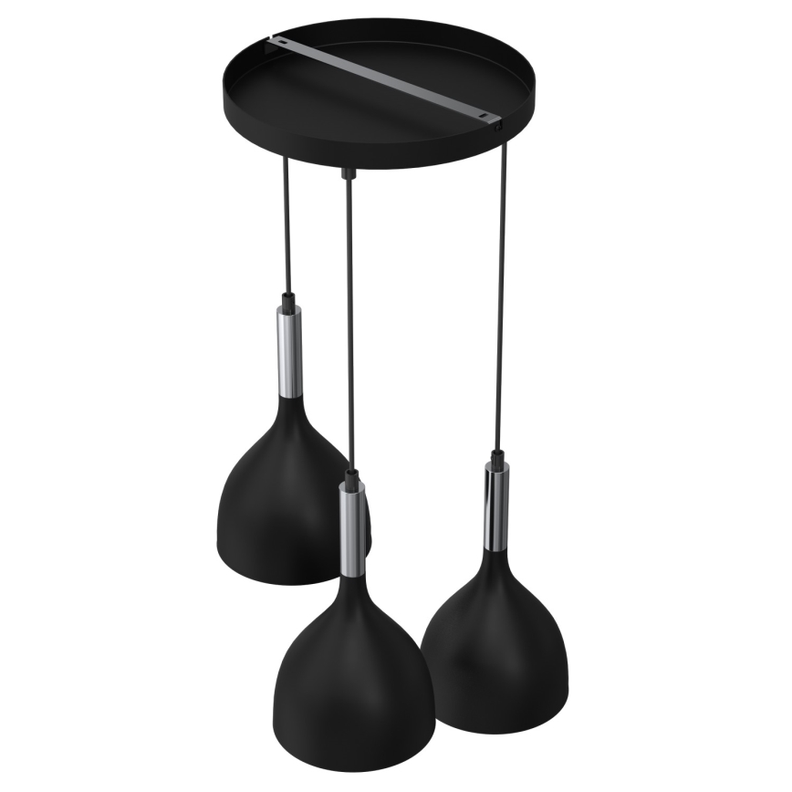 Chandelier on a string NOAK 3xE27/15W/230V black/shiny chrome