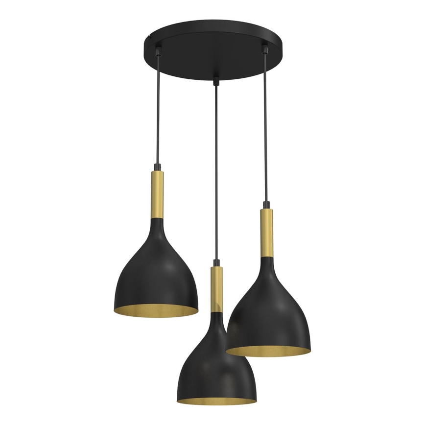 Chandelier on a string NOAK 3xE27/15W/230V black/gold
