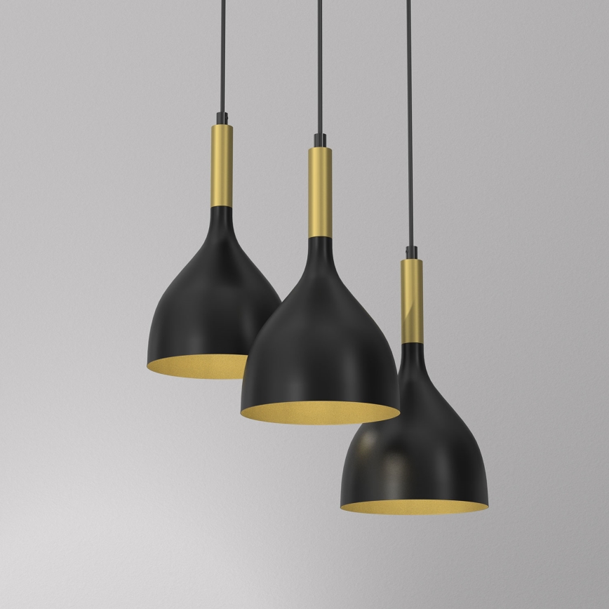Chandelier on a string NOAK 3xE27/15W/230V black/gold