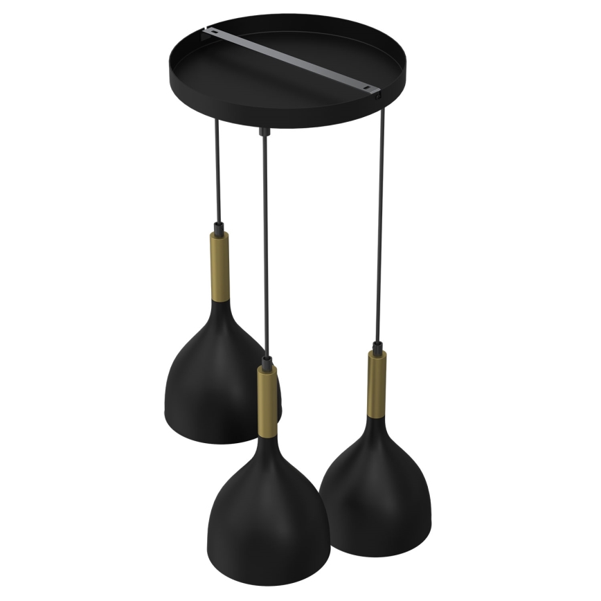 Chandelier on a string NOAK 3xE27/15W/230V black/gold