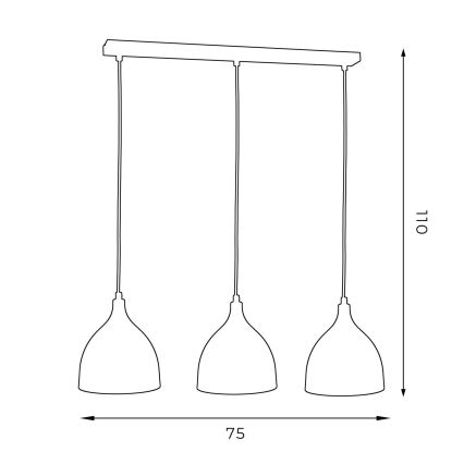 Chandelier on a string NOAK 3xE27/15W/230V black