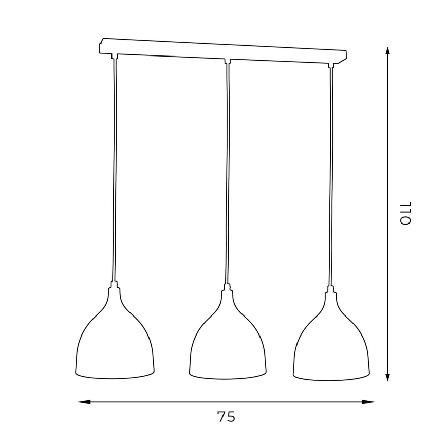 Chandelier on a string NOAK 3xE27/15W/230V black