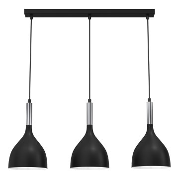 Chandelier on a string NOAK 3xE27/15W/230V black/shiny chrome