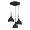 Chandelier on a string NOAK 3xE27/15W/230V black/shiny chrome