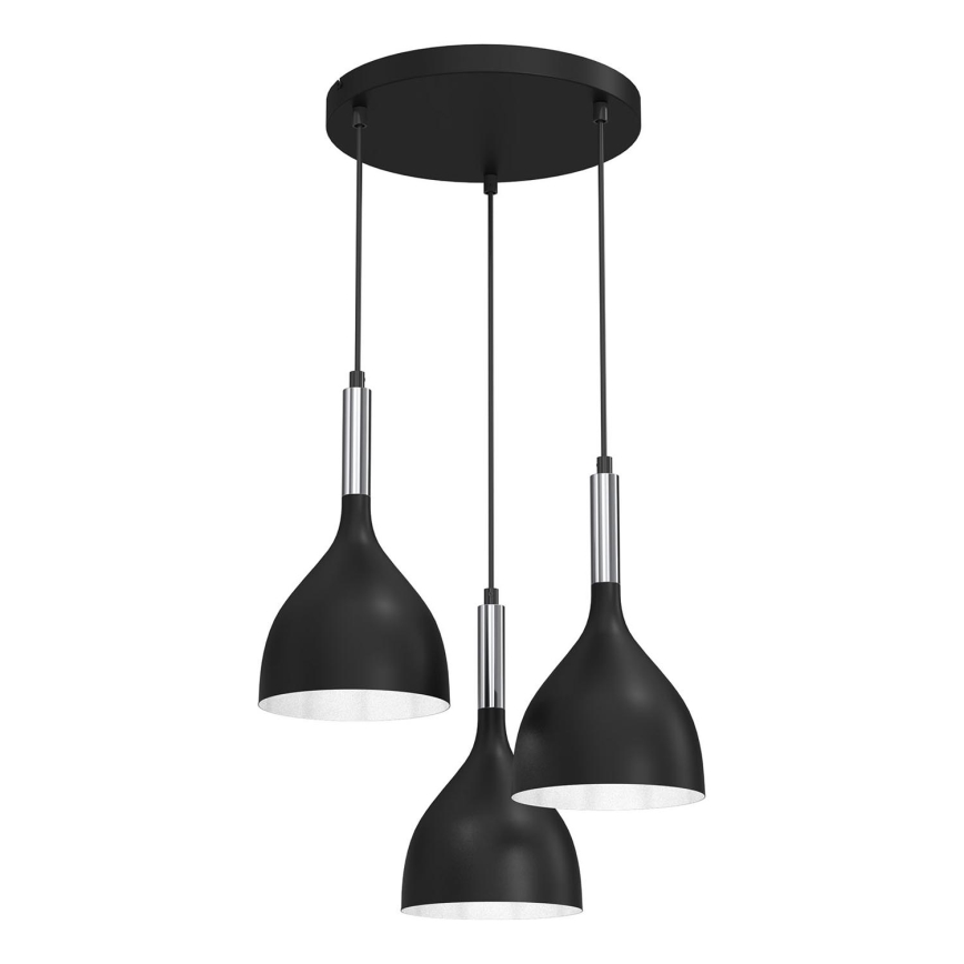 Chandelier on a string NOAK 3xE27/15W/230V black/shiny chrome