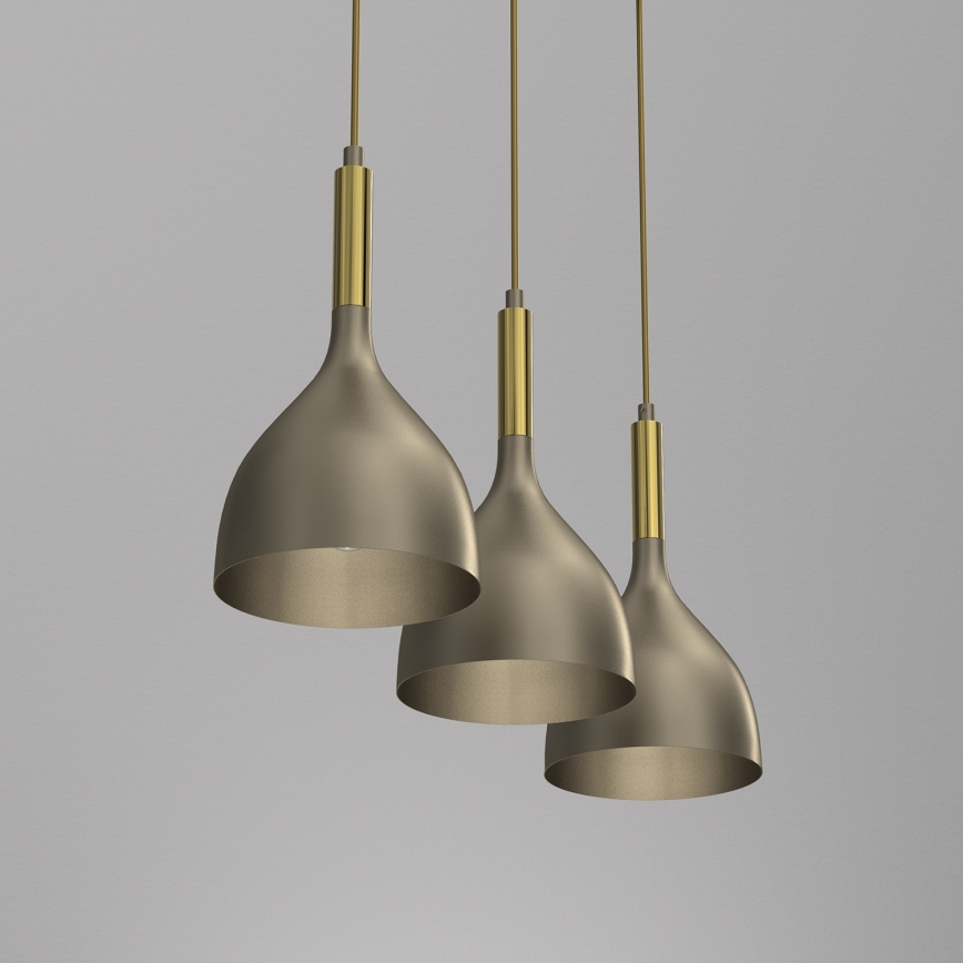 Chandelier on a string NOAK 3xE27/15W/230V brass/gold