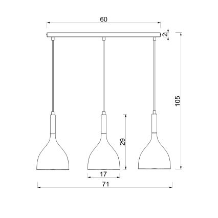 Chandelier on a string NOAK 3xE27/15W/230V brass/gold