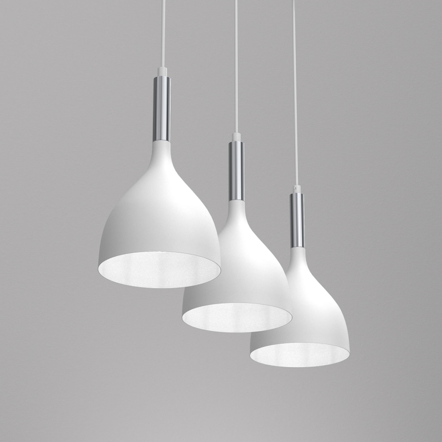 Chandelier on a string NOAK 3xE27/15W/230V white/shiny chrome
