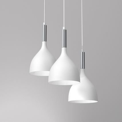 Chandelier on a string NOAK 3xE27/15W/230V white/shiny chrome