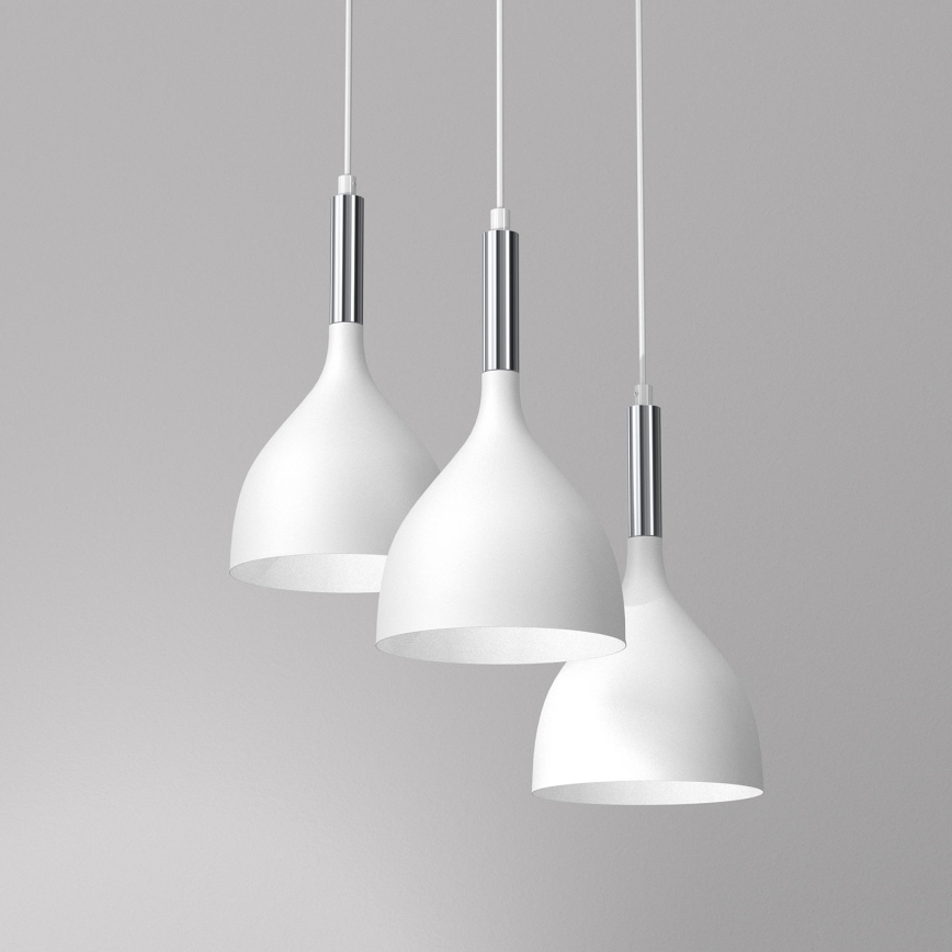 Chandelier on a string NOAK 3xE27/15W/230V white/shiny chrome