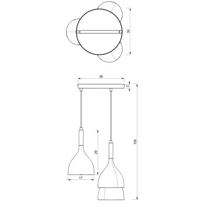 Chandelier on a string NOAK 3xE27/15W/230V white/shiny chrome