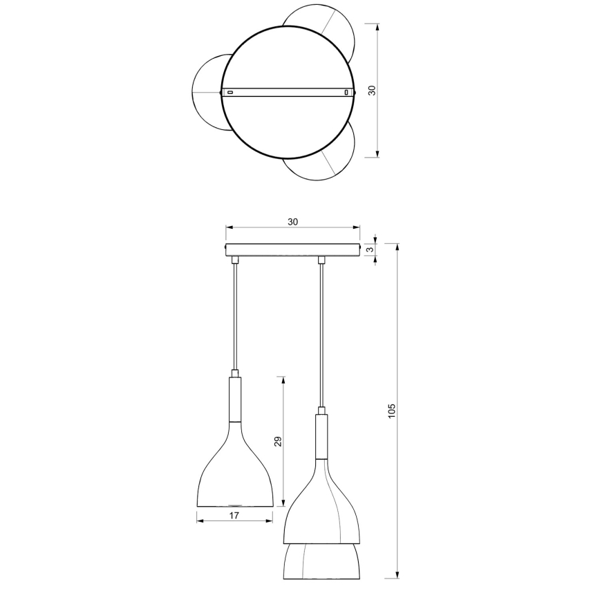 Chandelier on a string NOAK 3xE27/15W/230V white/shiny chrome