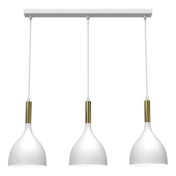 Chandelier on a string NOAK 3xE27/15W/230V white/gold