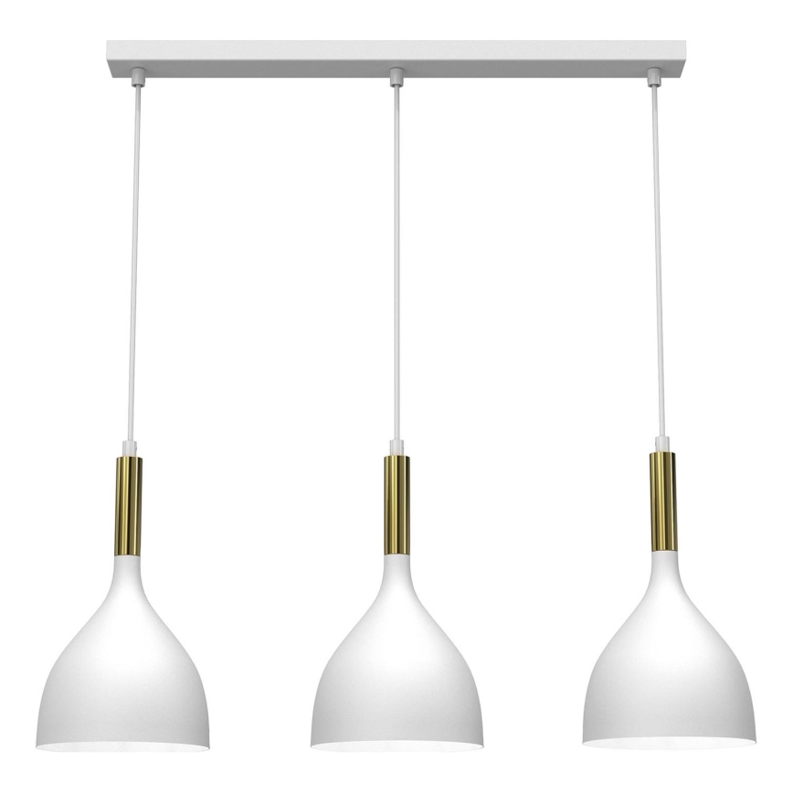 Chandelier on a string NOAK 3xE27/15W/230V white/gold