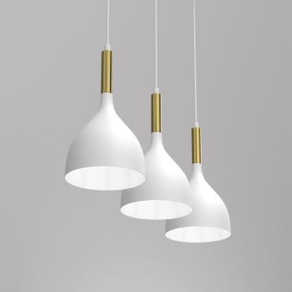Chandelier on a string NOAK 3xE27/15W/230V white/gold
