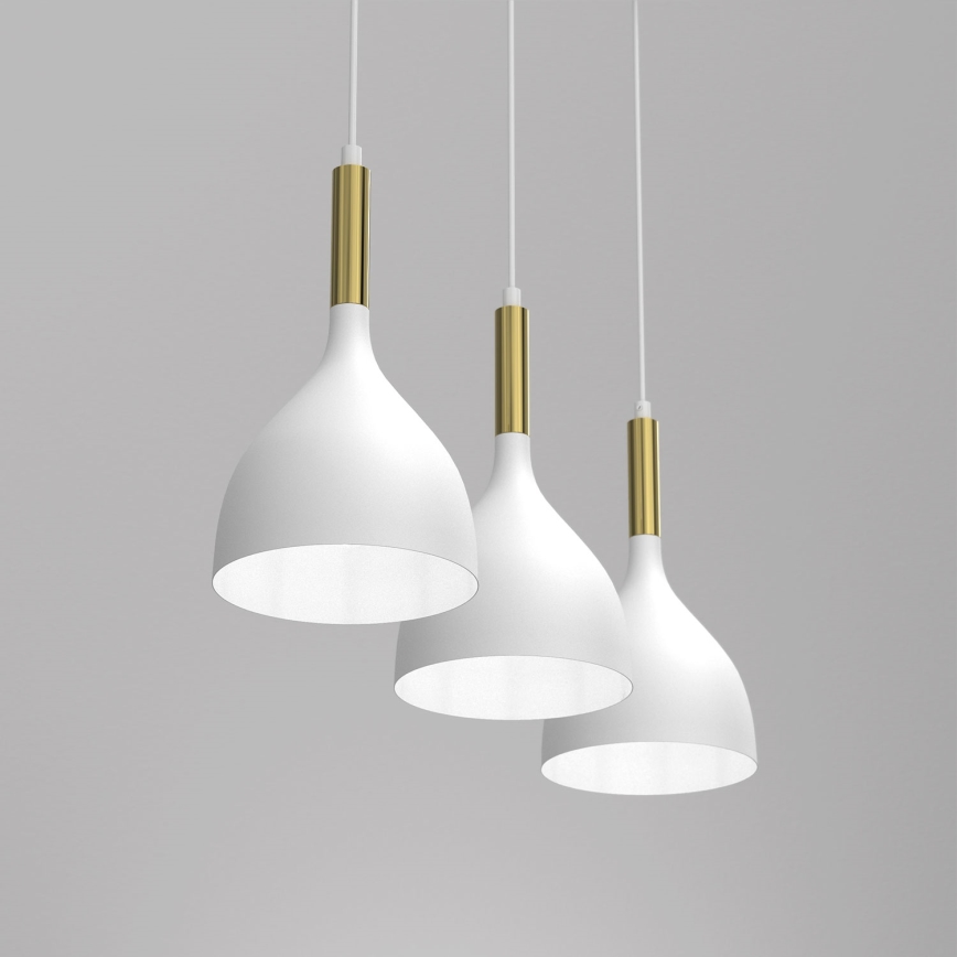 Chandelier on a string NOAK 3xE27/15W/230V white/gold