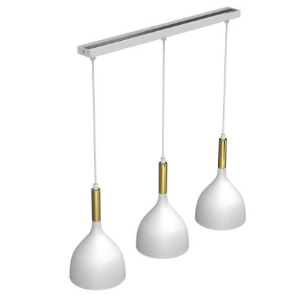 Chandelier on a string NOAK 3xE27/15W/230V white/gold