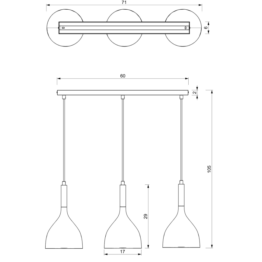 Chandelier on a string NOAK 3xE27/15W/230V white/gold
