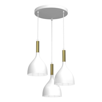 Chandelier on a string NOAK 3xE27/15W/230V white/gold