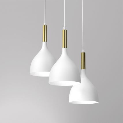 Chandelier on a string NOAK 3xE27/15W/230V white/gold