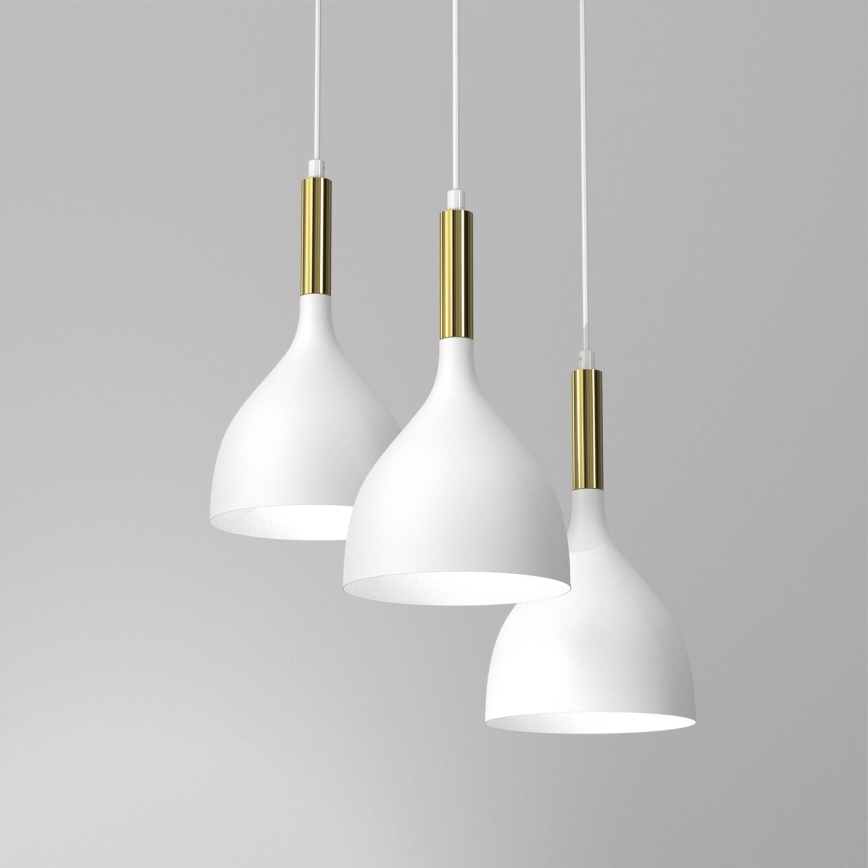 Chandelier on a string NOAK 3xE27/15W/230V white/gold