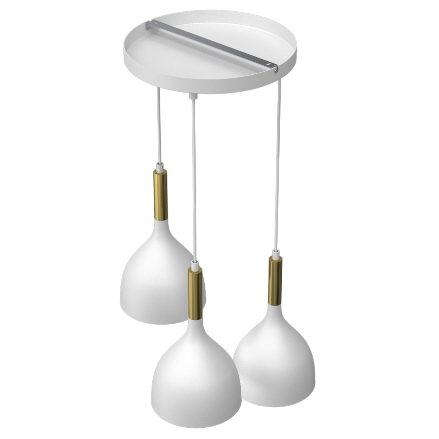 Chandelier on a string NOAK 3xE27/15W/230V white/gold