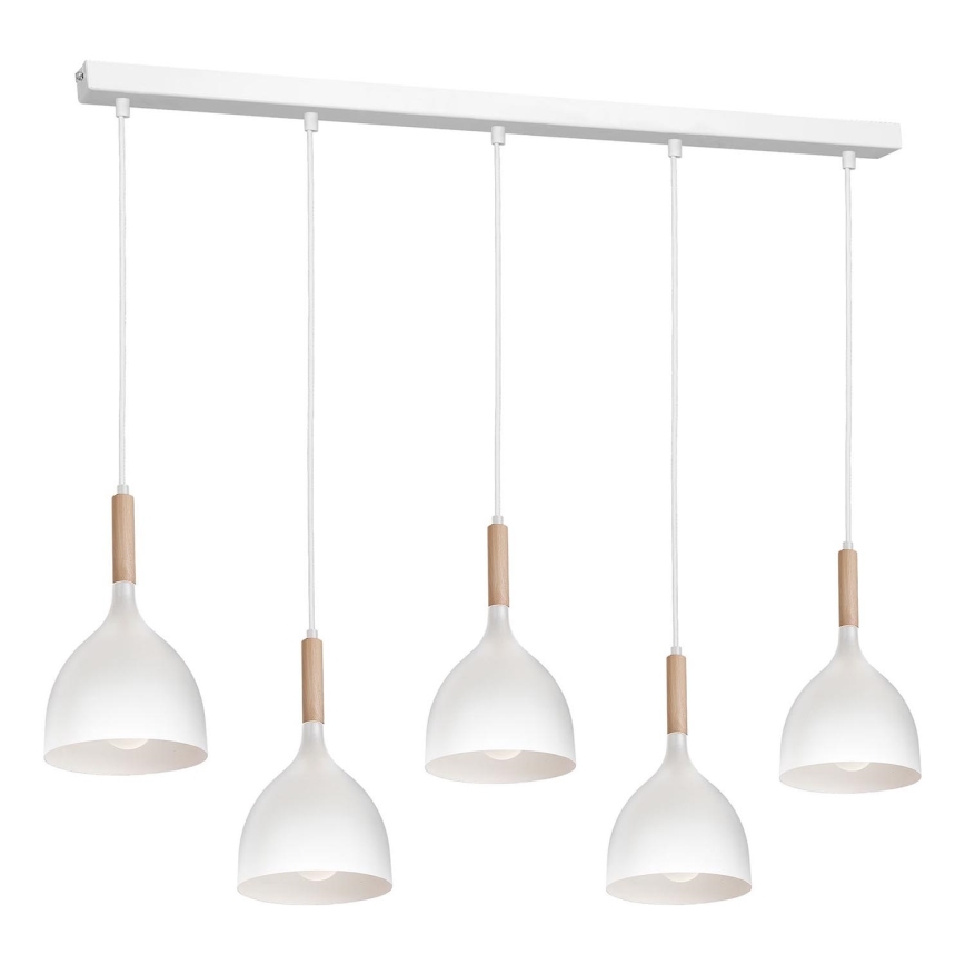Chandelier on a string NOAK 5xE27/15W/230V white/beech