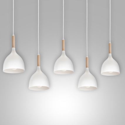 Chandelier on a string NOAK 5xE27/15W/230V white/beech