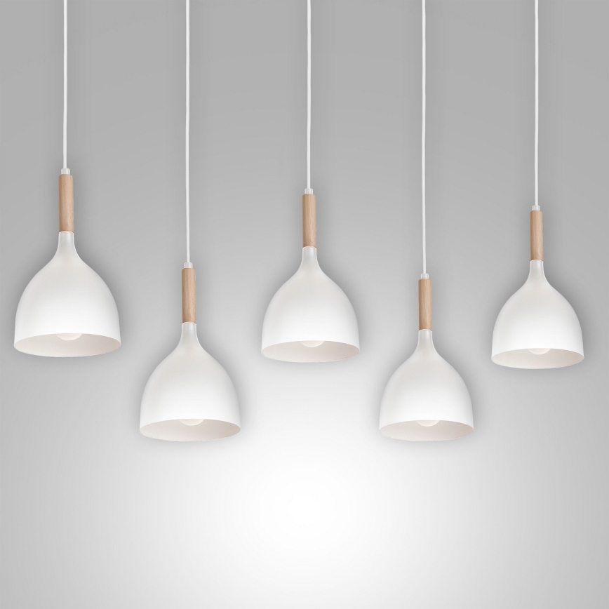 Chandelier on a string NOAK 5xE27/15W/230V white/beech