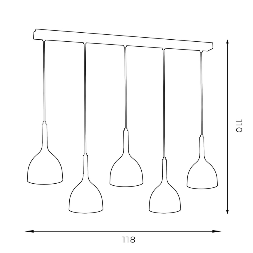 Chandelier on a string NOAK 5xE27/15W/230V white/beech